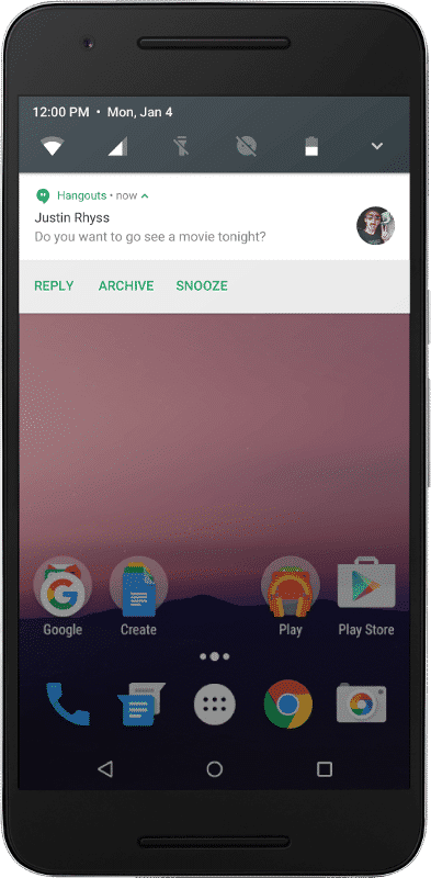 Tampilan <em>Android N</em> Notifikasi