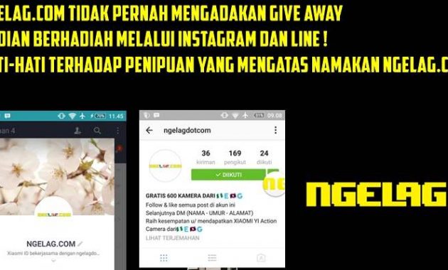 NGELAGdotcom Tidak Pernah Mengadakan Give Away Pada Social Media Instagram dan LINE
