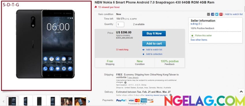 Harga Nokia 6 Indonesia Di Ebay 5,3 Jutaan